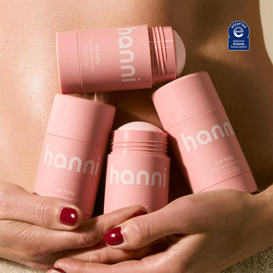 HANNI Fatty Body Moisturizer Stick with Fatty Acids, Travel Size Friendly Solid Lotion for Plumping and Hydration, Fragrance-Free and Safe for Sensitive Skin, 2.5 oz
