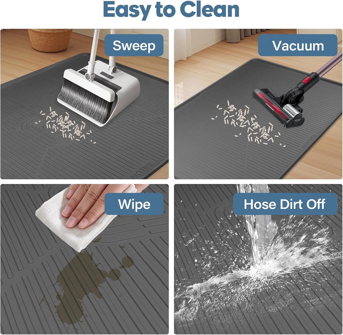 Lorvain Cat Litter Mats,45" x 30" Extra Large Silicone Cat Mat for Litter Box,Easy to Clean Kitty Litter Trapping Mat, Soft on Kitty Paws, Waterproof, Urine-Proof Kitty Litter Mats for Floor,Dark Grey