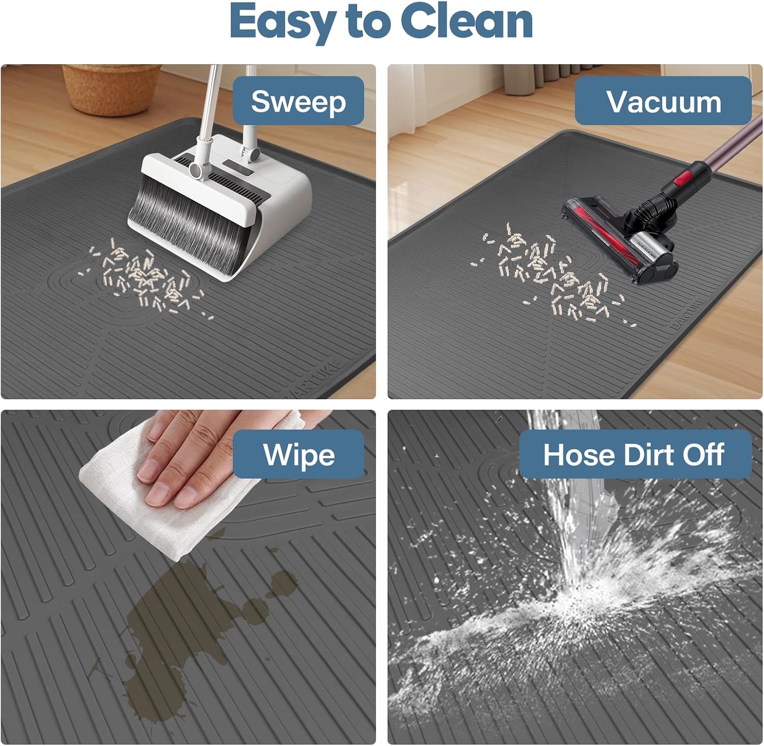 Lorvain Cat Litter Mats,45" x 30" Extra Large Silicone Cat Mat for Litter Box,Easy to Clean Kitty Litter Trapping Mat, Soft on Kitty Paws, Waterproof, Urine-Proof Kitty Litter Mats for Floor,Dark Grey