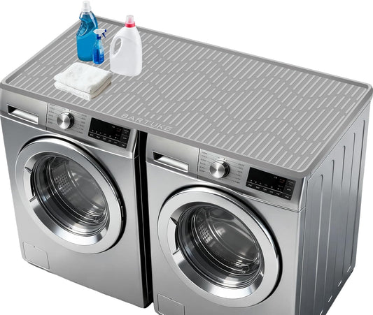 Lorvain Washer and Dryer Covers for The Top, 54”x27.5” Silicone Washer and Dryer Top Protector Mat Non Slip Waterproof Silicone Rubber Washing Machine Top Cover Pad for Home Kitchen Laundry Room Use