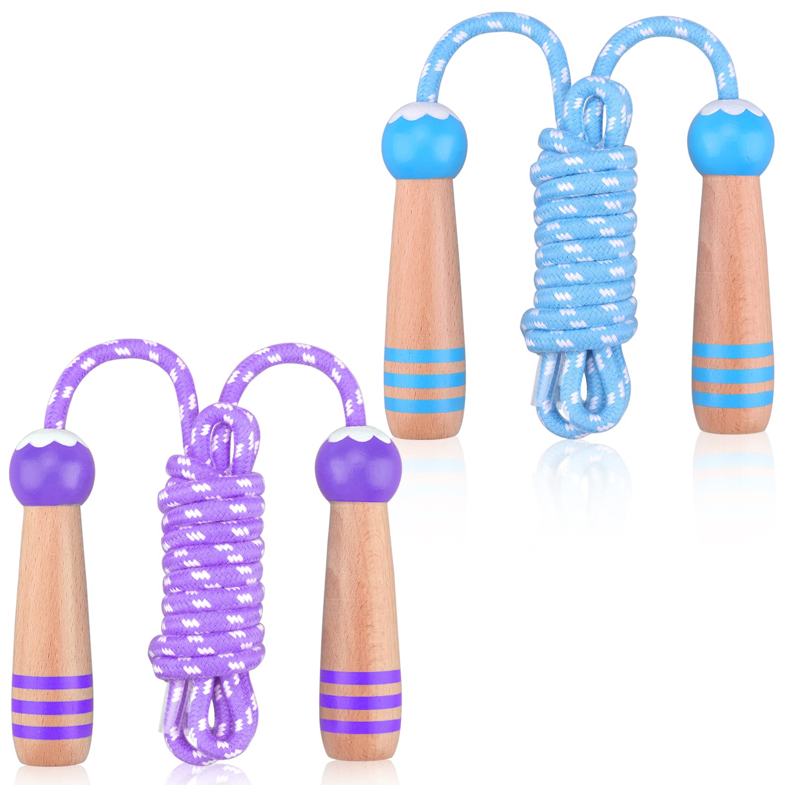 Lorvain Jump Rope for Kids, Adjustable Kids Jump Ropes for Girls Boys Toddler Fitness, Cotton Skipping Rope with Wooden Handle for Outdoor Fun Activities Exercise