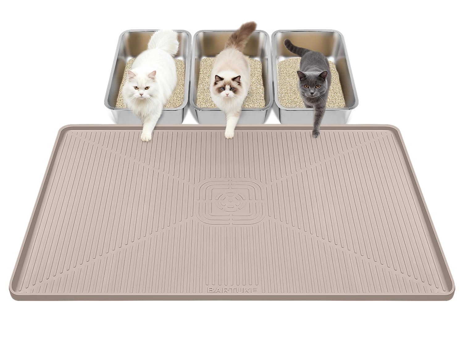 Lorvain Cat Litter Mats,45" x 30" Extra Large Silicone Cat Mat for Litter Box,Easy to Clean Kitty Litter Trapping Mat, Soft on Kitty Paws, Waterproof, Urine-Proof Kitty Litter Mats for Floor,Dark Grey
